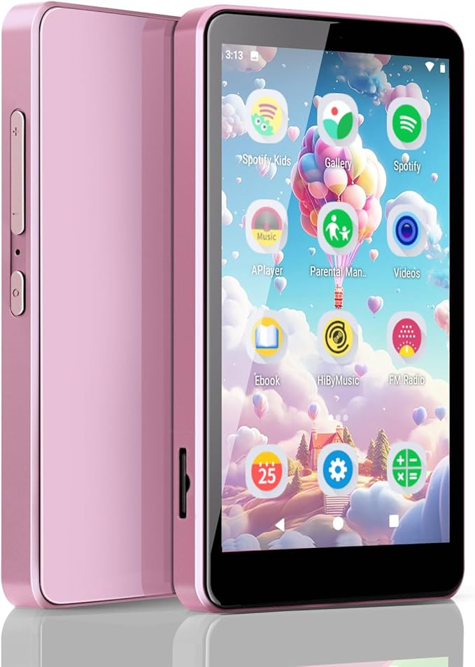 MP3 Player for Kids with Spotify, Parental Controls, Spotify Kids, Audible, Amazon Music, Libby, 4.0” IPS Kids Music Player Up to 512GB (Pink)-StrideForce Fitness