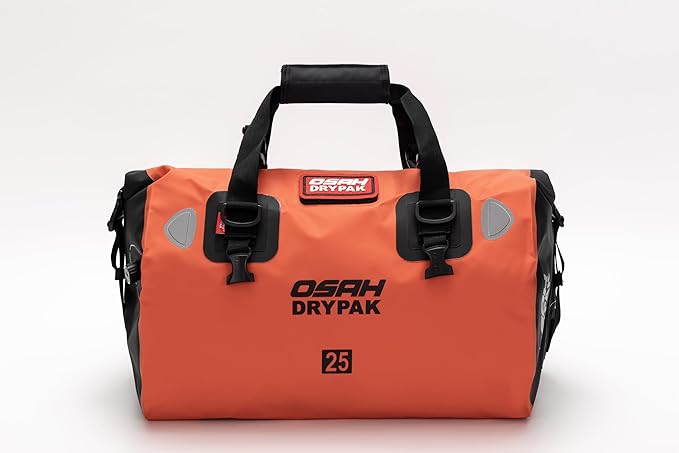 Waterproof Duffel& Luggage Bag - Motorcycle Dry Bag Tail Saddle Bags with Roll Top Closure,Large Storage Space,for Camping, Kayaking, Fishing & Traveling(Orange, 25L)-StrideForce Fitness