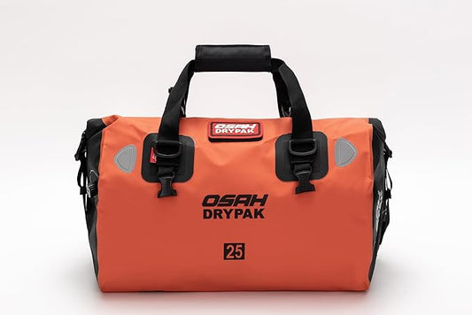 Waterproof Duffel& Luggage Bag - Motorcycle Dry Bag Tail Saddle Bags with Roll Top Closure,Large Storage Space,for Camping, Kayaking, Fishing & Traveling(Orange, 25L)-StrideForce Fitness