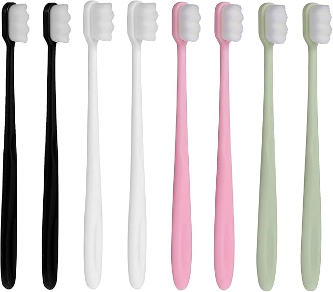 PLAFOPE 8pcs Extra Soft Manual Toothbrushes for Sensitive Teeth with Micro-Nano Floss Bristles Wavy Brush Heads for Oral Care Suitable for Postpartum and Adult Use and Gentle Cleaning