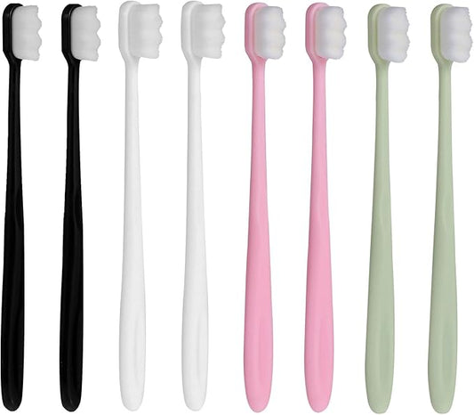 PLAFOPE 8pcs Extra Soft Manual Toothbrushes for Sensitive Teeth with Micro-Nano Floss Bristles Wavy Brush Heads for Oral Care Suitable for Postpartum and Adult Use and Gentle Cleaning