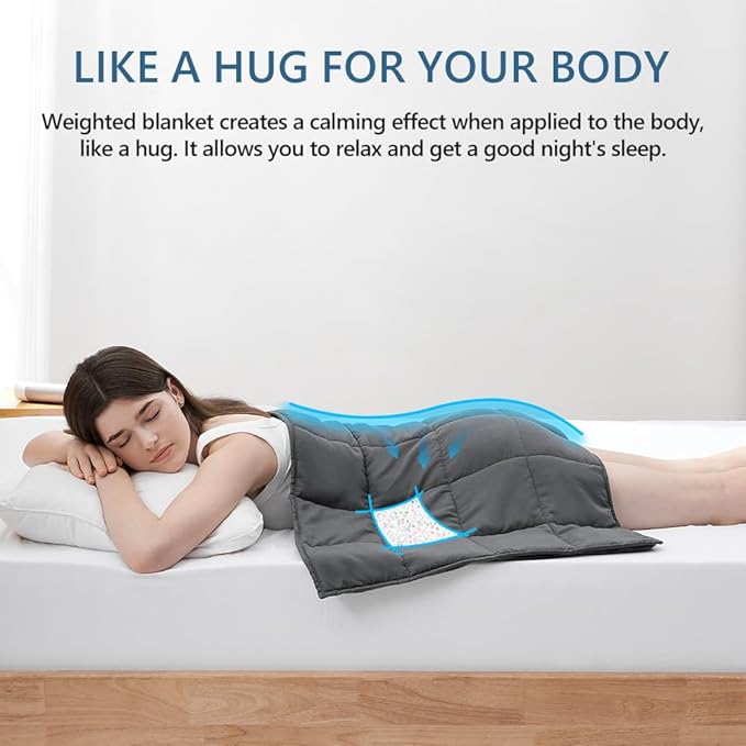 L'AGRATY Weighted Lap Blanket 5lb: Small Weighted Blanket for Adults Portable Travel - Cooling Pad for Relaxation Sleeping - Cozy Washable All-Season (29" x 24")-StrideForce Fitness