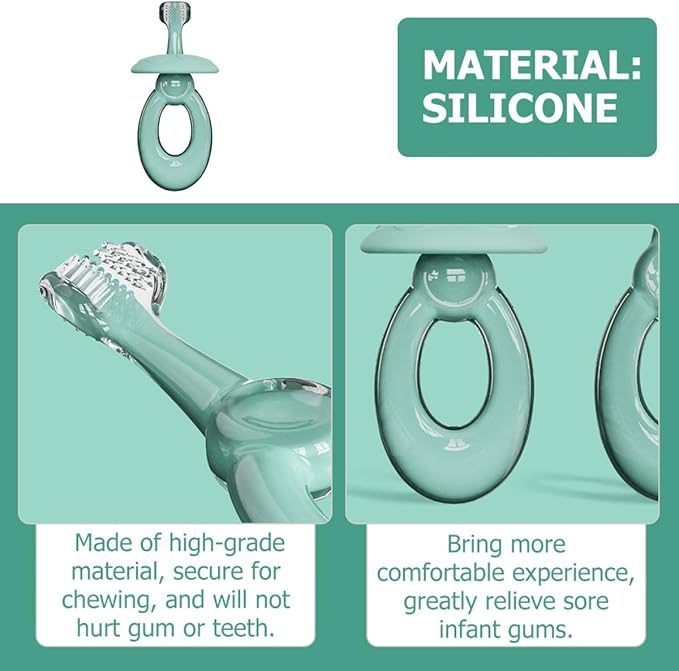 Silicone 3D Toothbrush for, Soft Training Toothbrush for Oral Cleaning, Tongue Cleaner, Light Blue, OPP Bag Packaging, Suitable for Dental Care