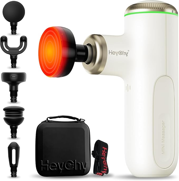 Mini Massage Gun Deep Tissue with Heat, Portable Percussion Muscle Massager for Pain Relief Muscle Relaxtion with Carry Case for Athletes & Home Use-StrideForce Fitness