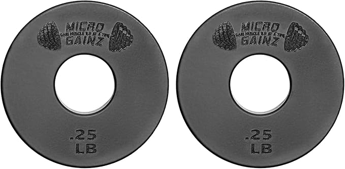 Micro Gainz Standard 1-Inch Center Hole Weight Plates, Set of 2 Black Fractional Plates Choose Set (.25LB-1.25LB), Designed for Standard 1-inch Barbells & Dumbbells, Made In USA-StrideForce Fitness