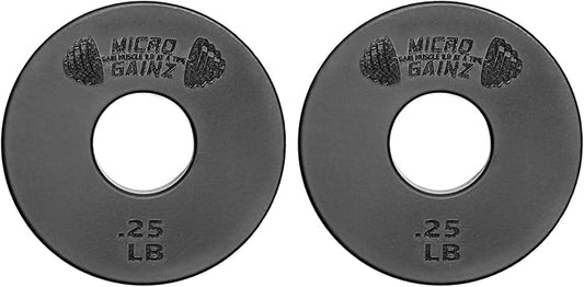Micro Gainz Standard 1-Inch Center Hole Weight Plates, Set of 2 Black Fractional Plates Choose Set (.25LB-1.25LB), Designed for Standard 1-inch Barbells & Dumbbells, Made In USA-StrideForce Fitness