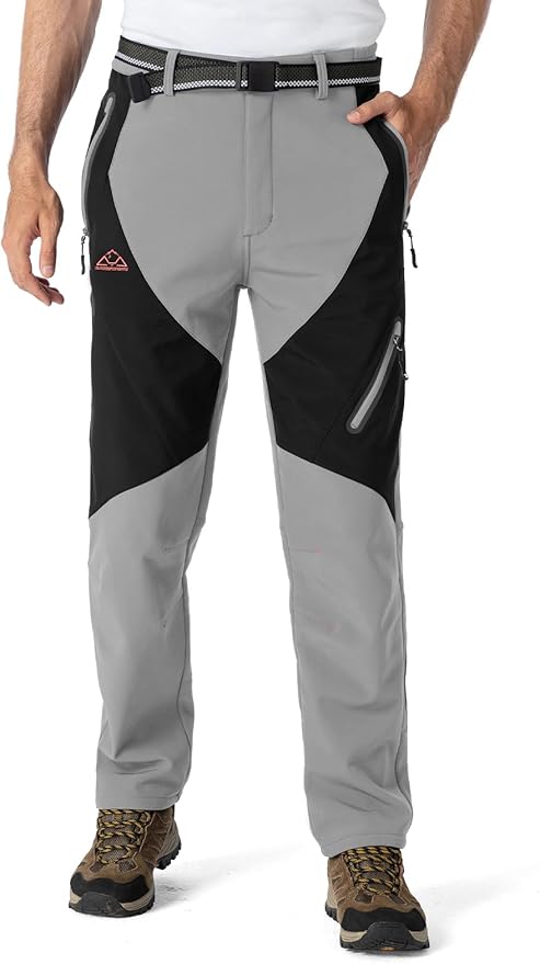 YSENTO Men's Fleece Lined Ski Snow Pants Winter Waterproof Softshell Insulated Hiking Cargo Pants-StrideForce Fitness