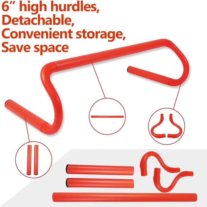 Speed & Agility Ladder Training Equipment Set, Includes 12 Rung 20ft Agility Ladder, 4 Agility Hurdles,12 Disc Cones, 1 Resistance Parachute for Training Football Soccer Basketball Athletes-StrideForce Fitness