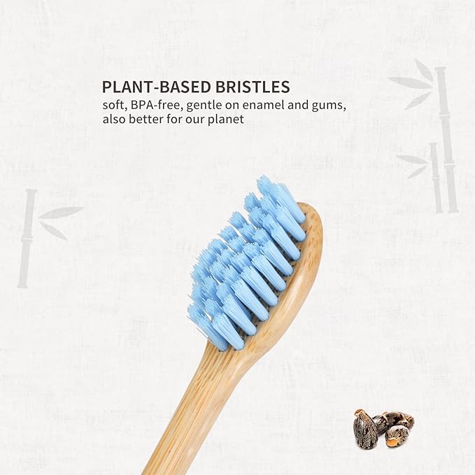 Bamboo Electric Toothbrush Heads, Plant-Based Soft Bristles Electric Toothbrush Replacement Heads, Compatible with Philips Sonicare (Light Blue)