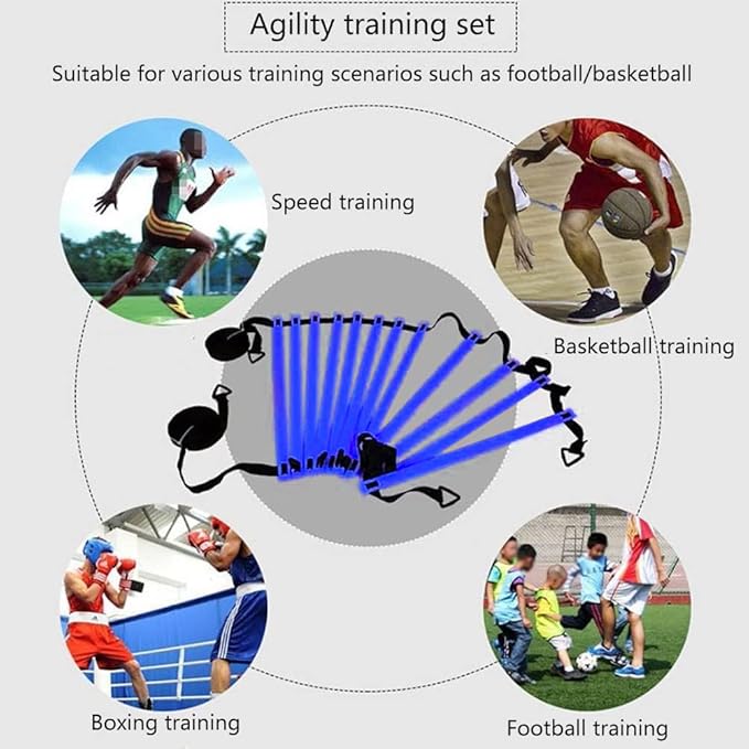 Football Training Equipment | Speed Agility Training Set, Including 1 Agility Ladder, 4 Steel Piles,12 Disc Cones,1 Resistance Umbrella .| for Athletes/Sports Including Football & Basketball-StrideForce Fitness