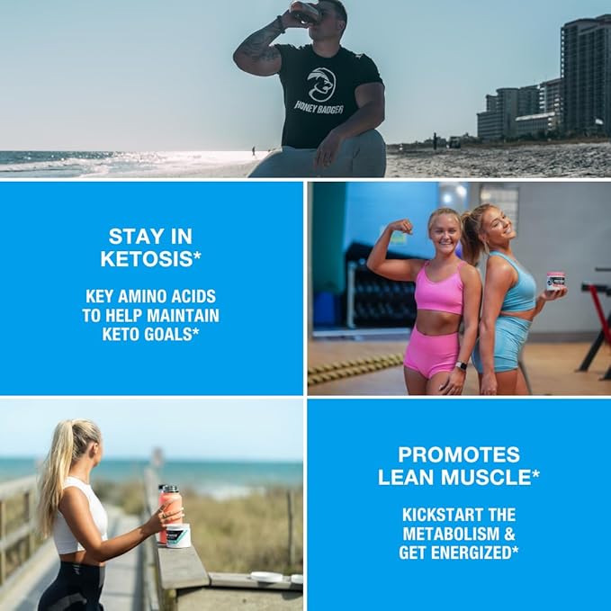 Honey Badger Pre Workout Powder, Keto Vegan Preworkout for Men & Women, Beta Alanine & Caffeine, Sugar Free Natural Energy Supplement, Blue Raspberry, 30 Servings-StrideForce Fitness