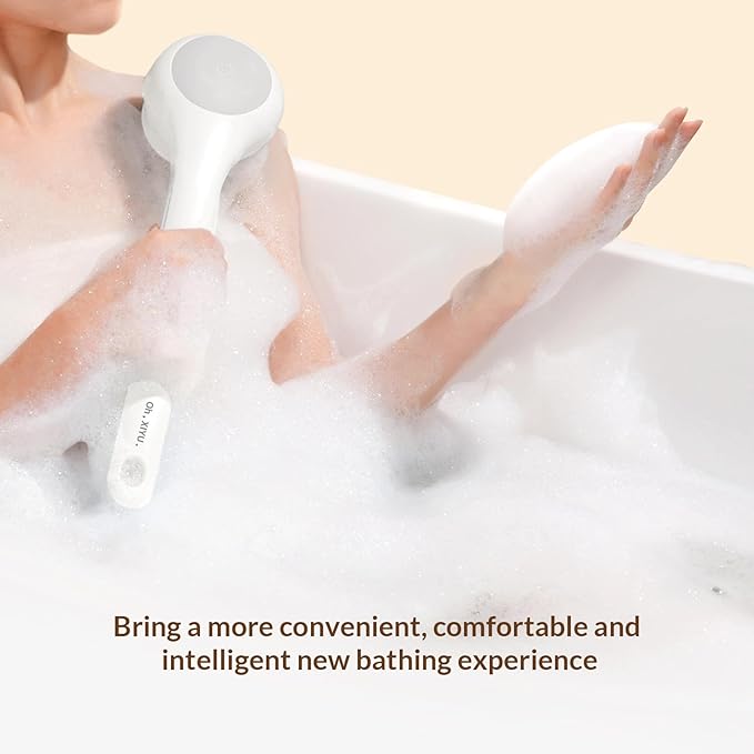 Electric Body Brush Back Scrubber for Shower, Waterproof Long Dual Handle Power Body Scrubber with 3 Heads, Rechargeable Bath Brush & 2 Speeds, for Cleansing, Exfoliating and Massaging Skin-StrideForce Fitness