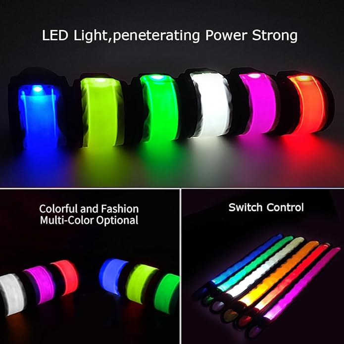LOBKIN Safety Bracelets, LED Slap Armband Kids Walking at Night Safe LED Light Wrist Light Reflective Belt, Magic Band Running Lights for Runners-StrideForce Fitness