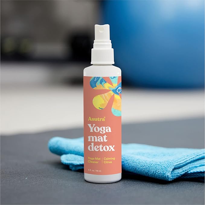 ASUTRA Yoga Mat Cleaner Spray (Calming Citrus), 4 fl oz - No Slippery Residue, Organic Essential Oils, Deep-Cleansing for Fitness Gear & Gym Equipment, Microfiber Towel Included-StrideForce Fitness