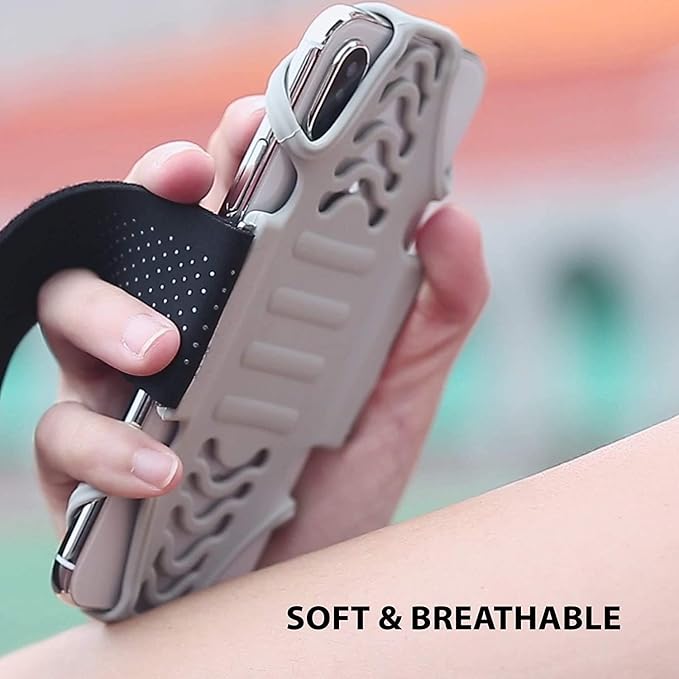 BONE Run Tie, Running Cell Phone Holder, Skin-Friendly & Washable Silicone Sport Armband, Universal Workout Phone Carrier Compatible with Most Smartphone (Gray - Size XL/Arm Size 15.7-21.4")-StrideForce Fitness