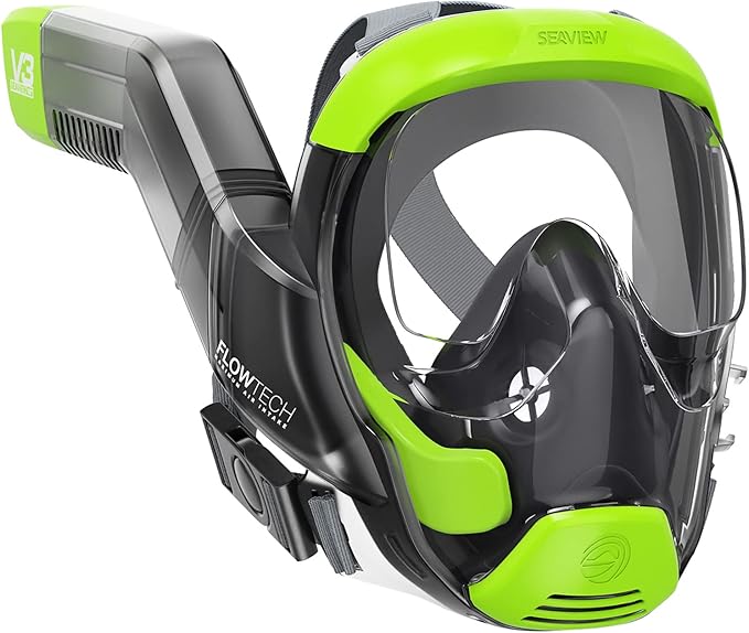 Seaview 180 V3 Full Face Snorkel Mask Adult- The V3 is The Perfect Snorkeling Gear for Adults- Snorkel Mask with 180 Panoramic Viewing and Up to 600% Easier Breathing- Patented Flowtech Air Intake-StrideForce Fitness