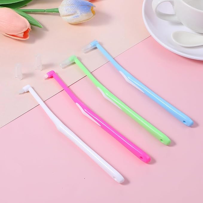 Pack of 4 Soft Bristles Interdental Brushes for Orthodontic Brace Care and Hard to Reach Teeth Sensitive Teeth Brush