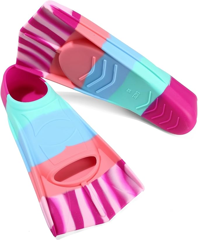 Kids Swim Fins,Short Kids Fins Youth Swimming Flippers for Lap Swimming Training for Children Girls Boys Beginners-StrideForce Fitness