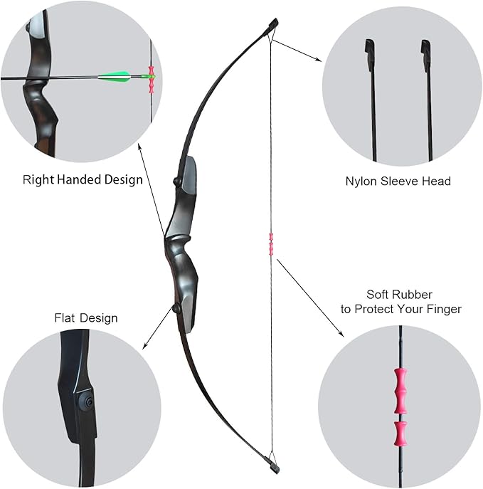 Archery Bow and Arrows Set for Adults 20 30 40 lbs Bow and Arrow for Beginner Teens Black Longbow Kit for Outdoor Hunting Archery Target with Quiver Target Faces Arm Guard Finger Saver-StrideForce Fitness