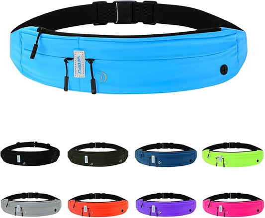 WATERFLY Running Belt Fanny Pack: Runner Marathon Jogging Waist Pack Sport Workout Exercise Fitness Phone Holder Belt for Men Women Jogger Slim Waistband-StrideForce Fitness