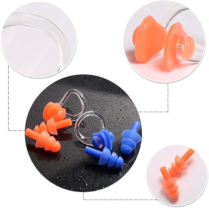 UPINS 14 Sets Silicone Nose Clips Waterproof Swimming Nose Plugs Earplugs for Adults Kids, Ear Nose Protector-StrideForce Fitness