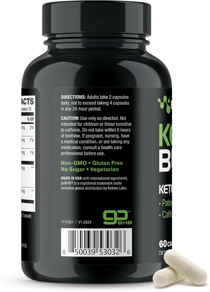 Keto BHB Exogenous Ketones Supplement - BHB Science Keto Diet Pills with Patented goBHB and Caffeine for Natural Energy Focus Body Sculpting & Ketosis Support - Vegetarian & Non-GMO (1 Month Supply)-StrideForce Fitness