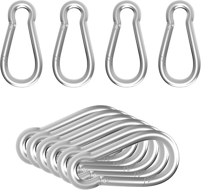 Carabiners Clip Spring Snap Hook,Heavy Duty Galvanized Steel(10&120PcsM6,50PCSM8&30PCSM10) Carabiner,Safety Quick Links Snap Hooks,Spring Clips for Swing Hammock Camping Keychain Outdoor-StrideForce Fitness