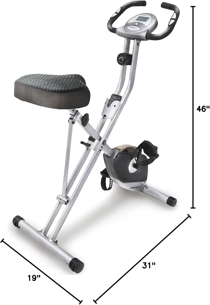 Exerpeutic Foldable Exercise Bike, 8 levels of Resistance Stationary Bicycle with Airsoft Seat, LCD Display to Track Distance, Calories, Time and Speed-StrideForce Fitness