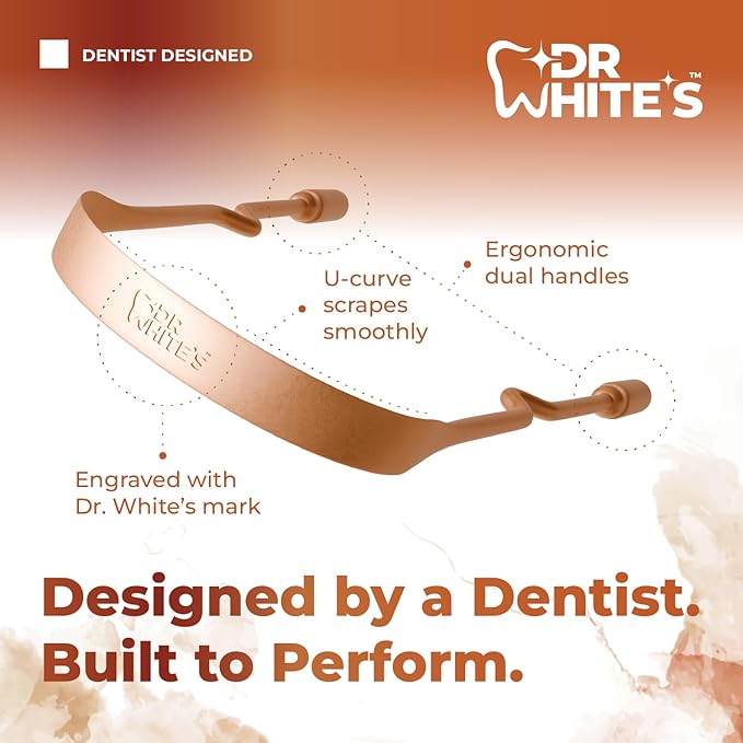 Dr. White’s Copper Tongue Cleaner – Dentist-Formulated Dual-Grip Design for Fresh Breath & Everyday Oral Detox – 100% Forged Copper, For Adults & Kids, Rust-Resistant, Built to Last