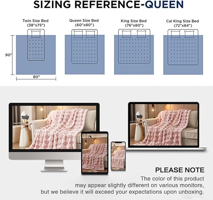 PU MEI Luxury Faux Fur Rabbit Fur Throw Blanket Pink 90"x80",Plush Reversible Sherpa Blankets,Queen Fuzzy Elegant Blanket Thick Throws for Bed,Washable Bedding Accent Blankets for Sofa Couch Chair-StrideForce Fitness