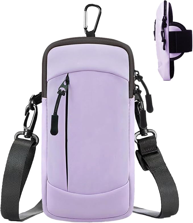 Cell Phone Crossbody Bag with Arm Band, Waterproof Phone Holder Pouch Fits iPhone & Android up to 7'', Small Sling Shoulder Purse for Running, Hiking, Travel, Workout (Purple)-StrideForce Fitness
