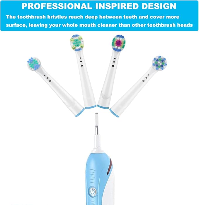 Replacement Brush Heads for Oral B Compatible Electric Toothbrush Heads, Including 4 Precision, 4 Floss, 4 Cross and 4 Whitening - 16 Variety Pack