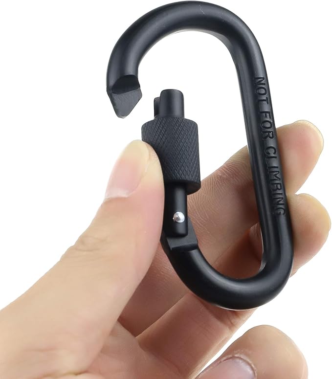 10 Pack Aluminum D Ring Key Rings Hiking Clips Locking Carabiner for Hiking Camping Fishing and Outdoor Use，Clips with Screw Gate Multicolored-StrideForce Fitness