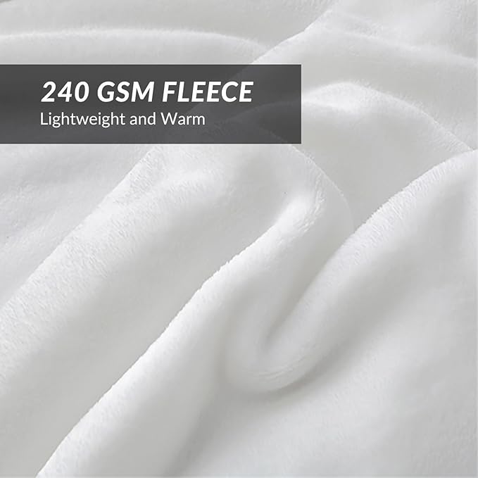 Bedsure Fleece Blanket Twin Size White - 300GSM Lightweight Plush Fuzzy Cozy Soft Warm Blanket for Bed, Sofa, Couch, Travel, Camping, 60x80 inches-StrideForce Fitness