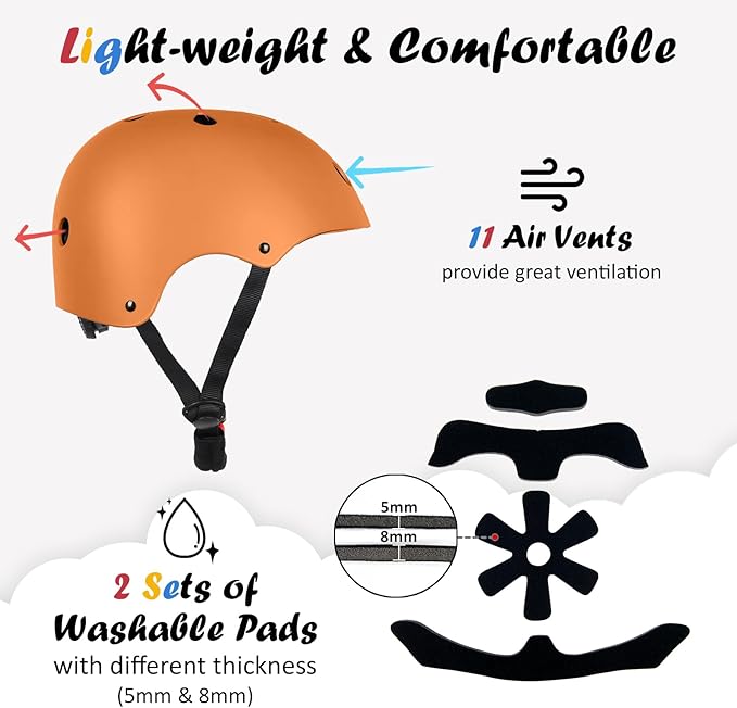 Kids Bike Helmet, Adjustable and Multi-Sport, from Toddler to Youth, 3 Sizes-StrideForce Fitness