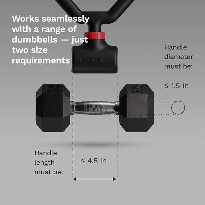 Jayflex Hyperbell Dumbbell Converter - Convert Dumbbells to Barbell Set and Kettlebell for Home Fitness - Adjustable & Up to 200 lb Capacity Weight Barbell for Weight Lifting-StrideForce Fitness