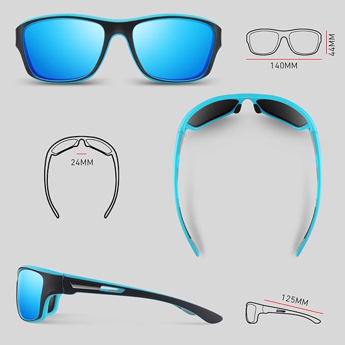 Polarized Sports Sunglasses for Men Women,Fishing Driving Rectangular Goggles UV400 Protection-StrideForce Fitness