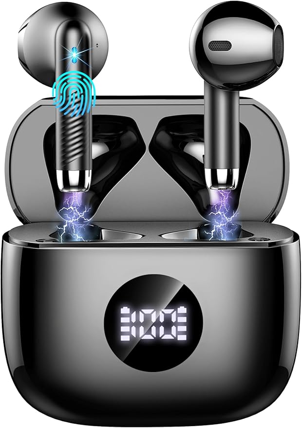 Wireless Bluetooth 5.4 Earbuds, Ear Buds LED Power Display Headphones 6D Stereo, Bluetooth Earbuds in-Ear Noise Cancelling Mic, 40H Playback Mini Case IP7 Waterproof Sports Earphones for Android iOS-StrideForce Fitness