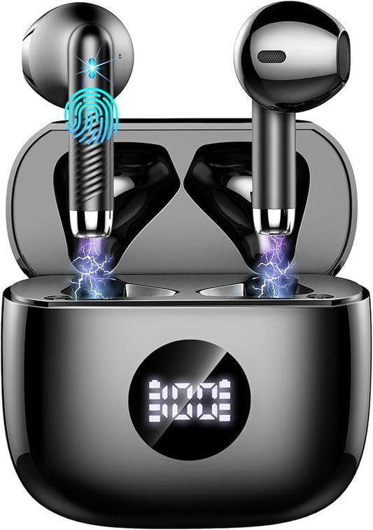 Wireless Bluetooth 5.4 Earbuds, Ear Buds LED Power Display Headphones 6D Stereo, Bluetooth Earbuds in-Ear Noise Cancelling Mic, 40H Playback Mini Case IP7 Waterproof Sports Earphones for Android iOS-StrideForce Fitness