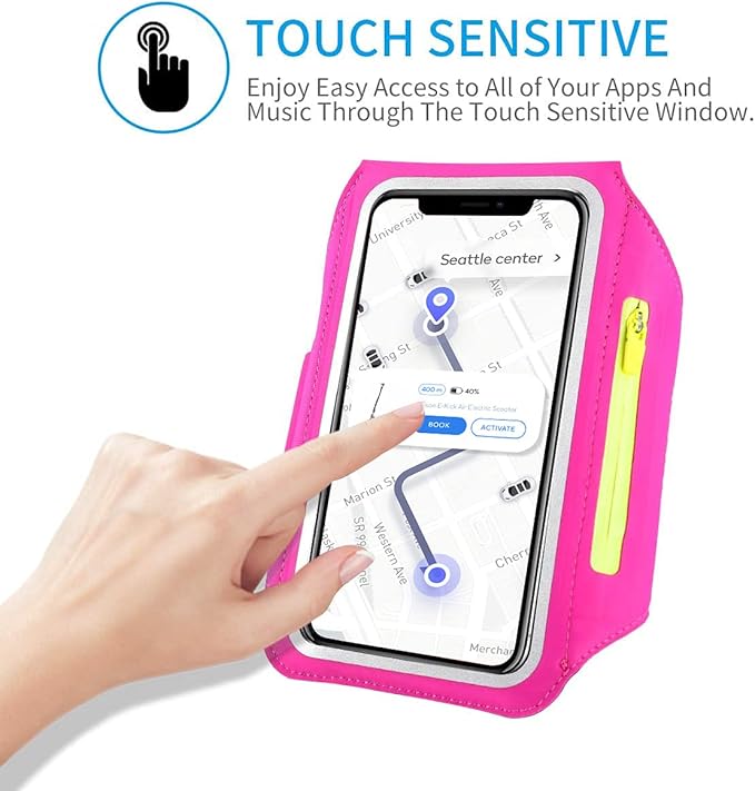 Running Armband with Earphone Bag Cell Phone Armband for iPhone 16 15 Pro 14 Plus 13 11 XR XS, Galaxy S24/S10 Water Resistant Sports Phone Holder Case & Zipper Slot Car Key Holder for 6.7 inch Phone-StrideForce Fitness