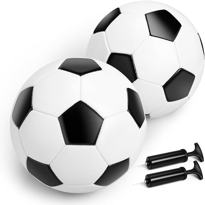 Soccer Ball Size 2 Size 3 Size 4 Size 5 with Pump - Single, 2 or 3 Pack - Official Size & Weight - Classic Indoor Outdoor Soccer Long-Lasting - Ideal Gift for Toddler Kids Boys Girls Youth Adult-StrideForce Fitness