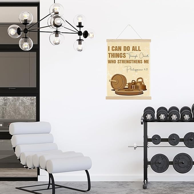 Gym Christian Motivational Posters College Dorm Posters Gifts for Guys Friends I Can Do All Things Through Christ who Strenghthens Me Gym Flag Wall Art Decor Sign for Home Gym Bedroom Office-StrideForce Fitness