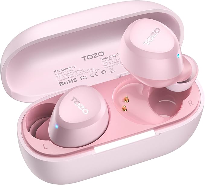 TOZO A1 Wireless Earbuds Bluetooth 5.3 Light Weight in Ear IPX5 Waterproof Headphones 2 Mic for AI Calls, Immersive Premium Sound Bass Headset with Charging Case, 32 Presets EQ Customization via App-StrideForce Fitness