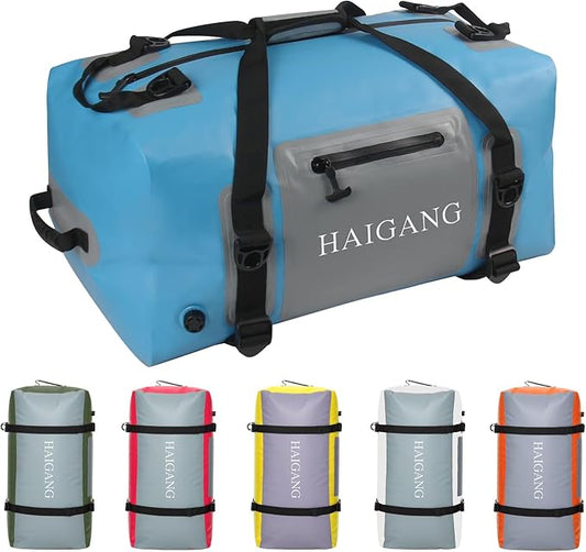 70L Waterproof Duffel Bag Travel Dry Bag, Large Capacity, Adjustable Thickened Straps and Handles, Zip Closure, Air Valve, Keep Equipment Safe, Suitable for Boating Rafting Motorcycle Kayaking-StrideForce Fitness