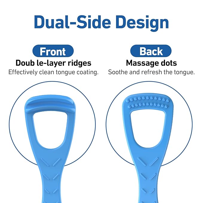 RAZOKO Tongue Cleaner with Safe Fold-Back Tooth Pick,100 Count BPA Free Disposable Tongue Scraper,Hygienic Scraper for Clean Tongue & Promote Fresh Breath