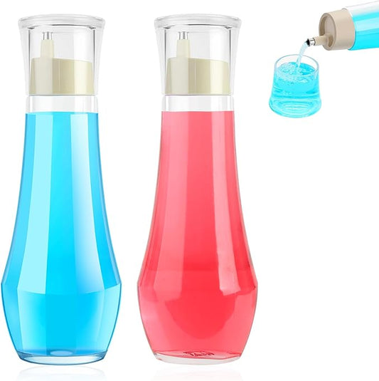 Tiyafuro 2PCS Glass Mouthwash Dispenser for Bathroom, 8.8OZ Mouth Wash Container Bottle with Lid Cup, Small Clear Refillable Mouthwash Holder Decanter for Countertop, Multifunctional Glass Bottle
