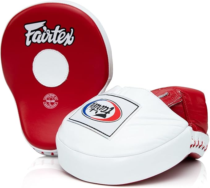 Fairtex FMV9 Contoured Focus Mitts |Striking Accuracy & Protection for Boxing, Muay Thai, Kickboxing |Ergonomic Design, Soft Padding, Secure Fit Leather-StrideForce Fitness