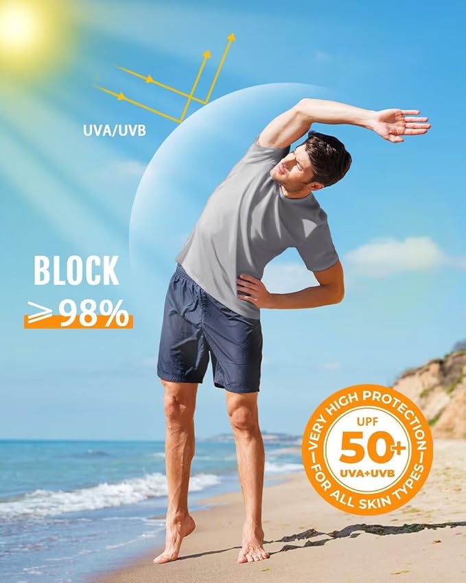 Boladeci Men's Swim Shirt Short Sleeve UPF 50+ Sun Protection SPF UV Moisture Wicking Lightweight Quick Dry Rash Guard-StrideForce Fitness