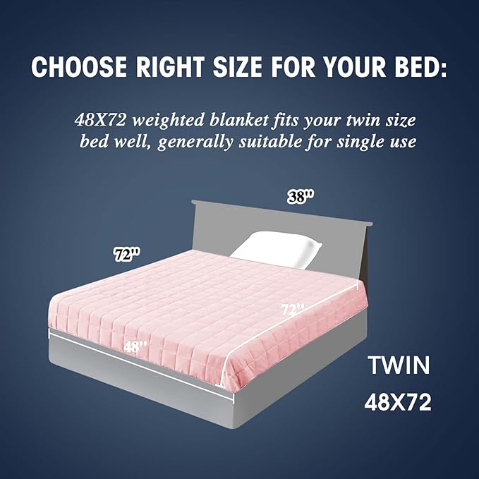 yescool Weighted Blanket for Adults (15 lbs, 48" x 72", Pink Grey) Cooling Heavy Blanket for Sleeping Perfect for 160-180 lbs, Twin Size Breathable Blanket with Premium Glass Bead, Machine Washable-StrideForce Fitness