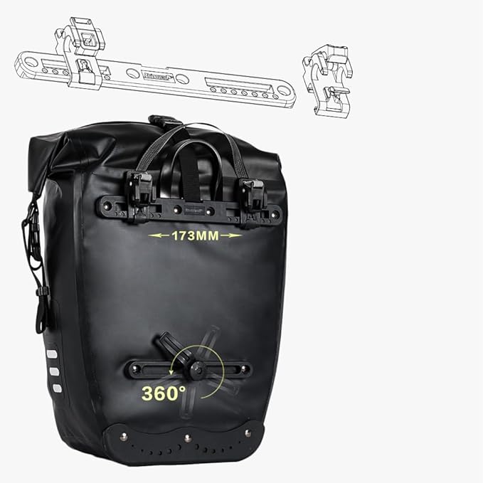 Rhinowalk Bike Bag Waterproof Bike Pannier Bag for Bicycle Cargo Rack Saddle Bag Shoulder Bag Laptop Pannier Rack Bicycle Bag Professional Cycling Accessories-StrideForce Fitness